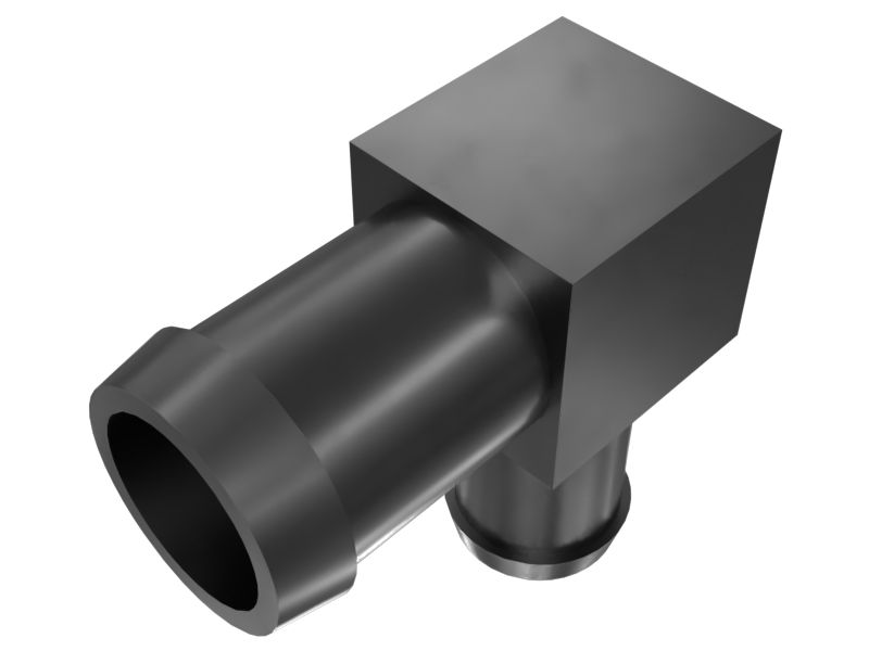 Переходной коленчатый патрубок со штуцером шланга 90°