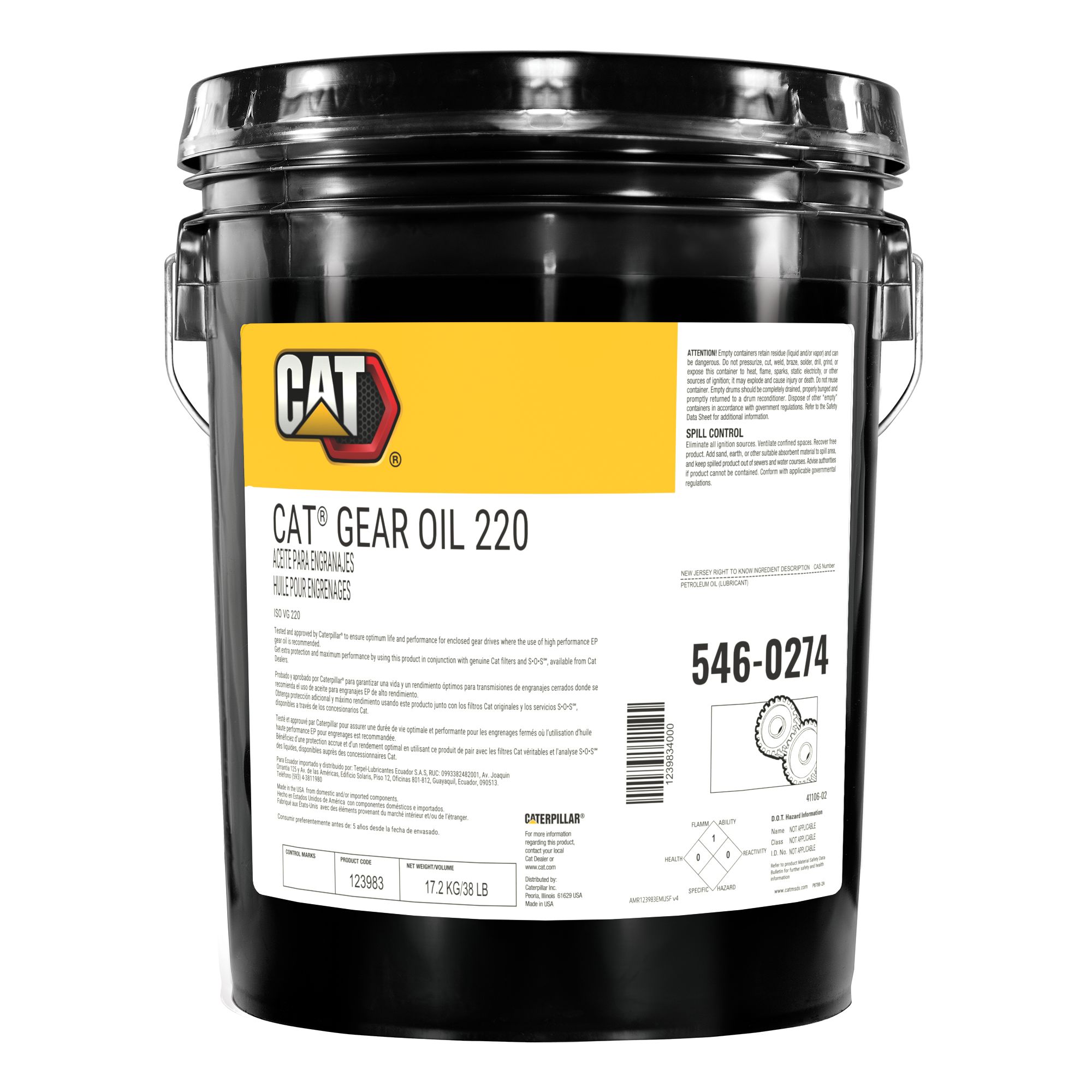 シャトル cat 546-0274: Cat® GEAR OIL 220 (19 L) | Cat® Parts Store