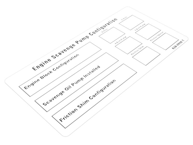 628-4936: Паспортная табличка с информацией о настройках насоса двигателя
