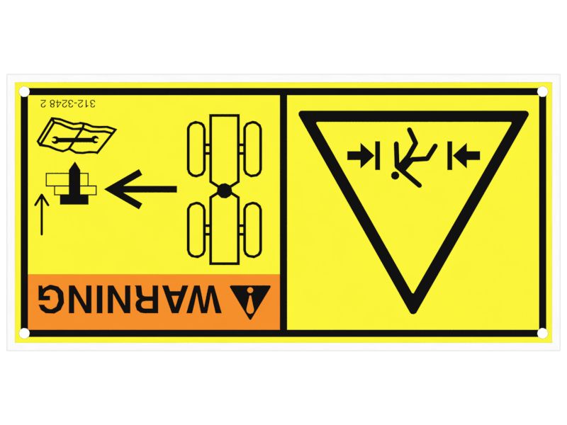 312-3248: Warnschild Quetschgefahr Verriegelung Knickgelenkbolzen