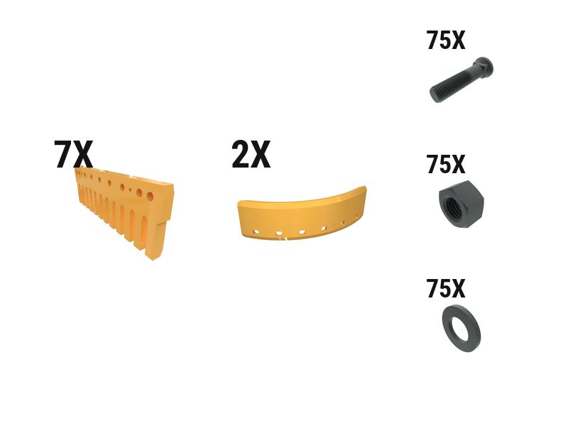 619-7321: 75 Mm Serr Flat Grader Edge Kit 6197321 Caterpillar