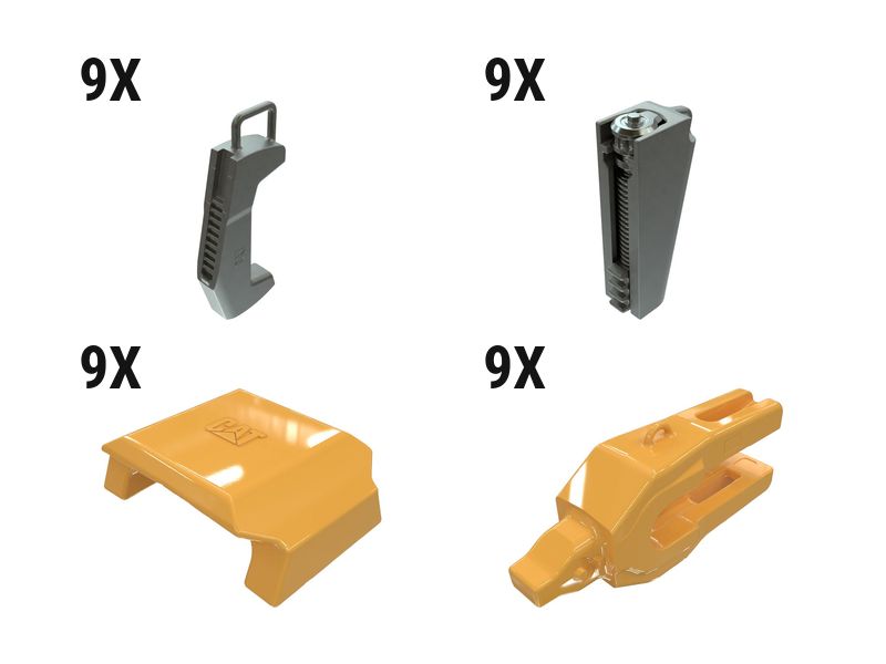 648-2248: Hammerless 5° WH12 2 Strap Oil Sands Adapter With Wear Cap Kit - Qty 9 6482248 Caterpillar