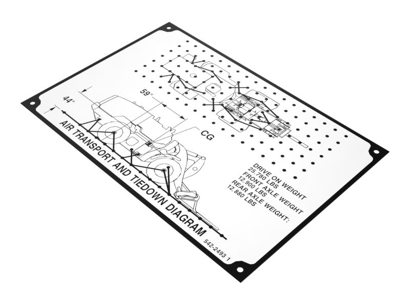 542-2493: Transport And Tiedown Shipping Information Plate 542-2493 Caterpillar